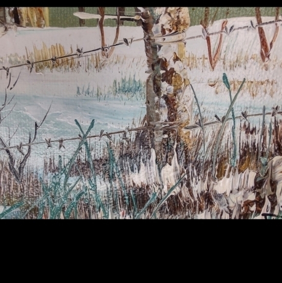 Vintage barnscape oil painting by Everett Woodson - Picture 6 of 9